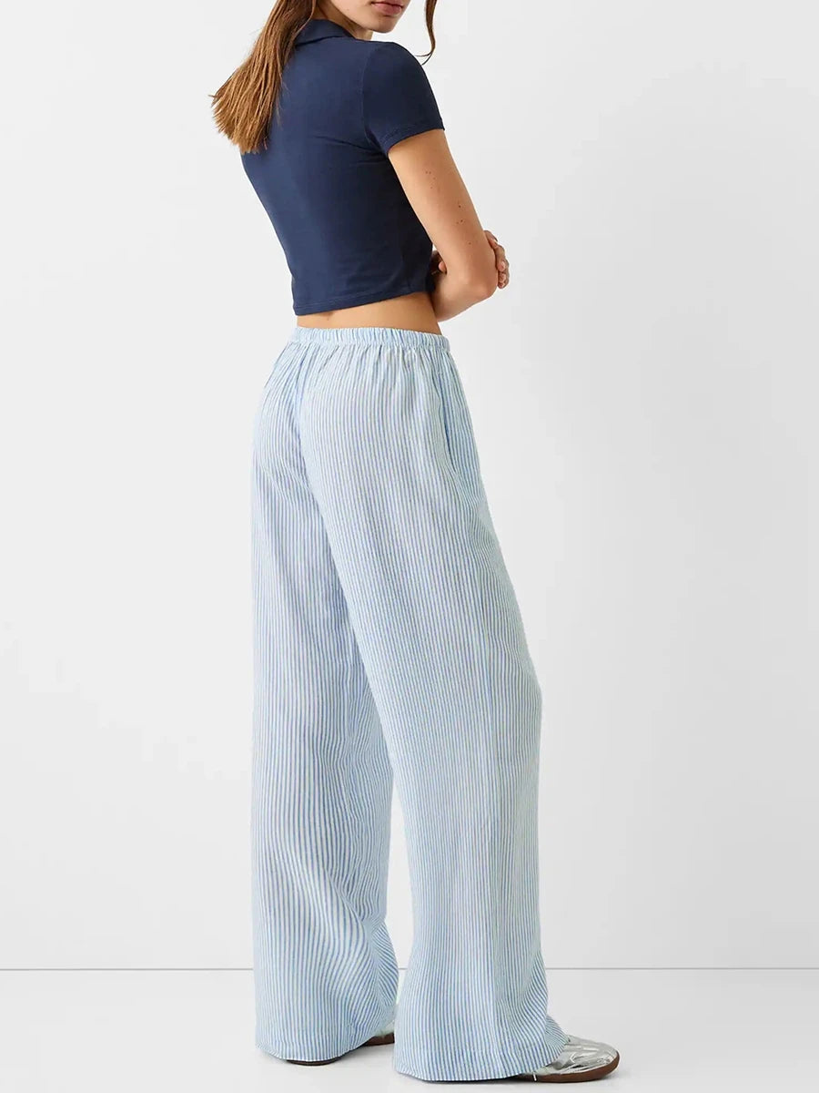 Women's Striped Wide-Leg Pants