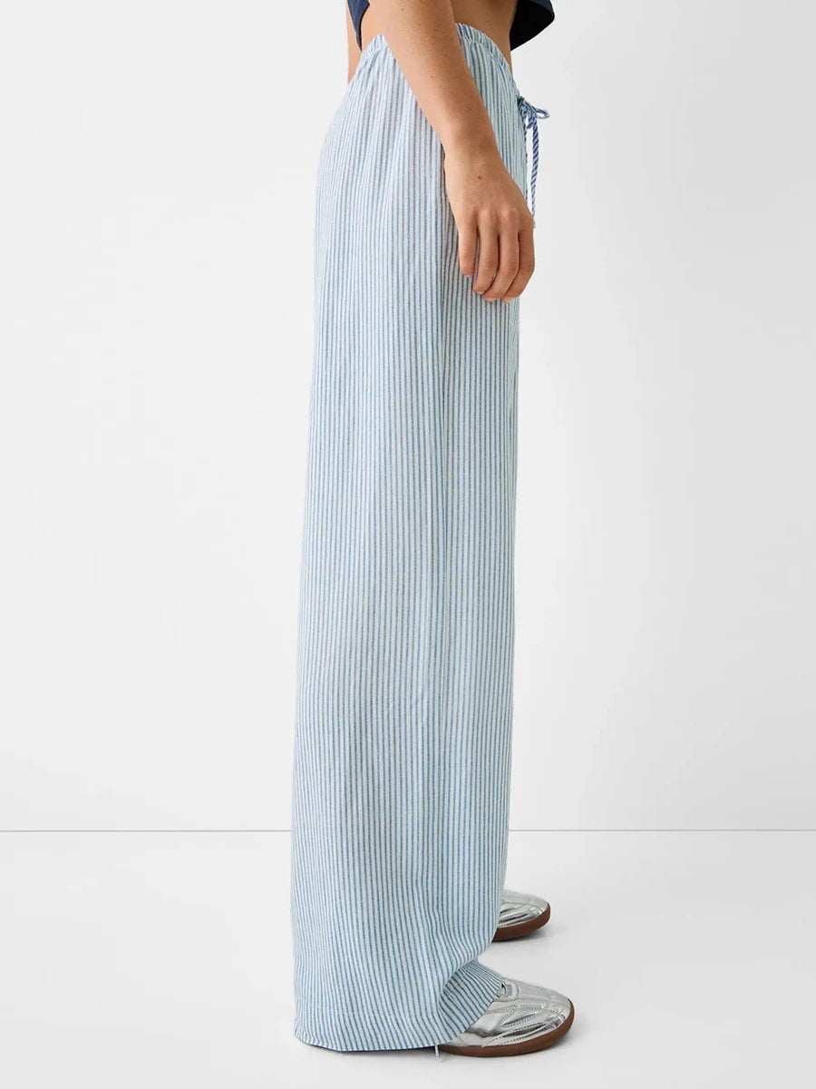 Women's Striped Wide-Leg Pants