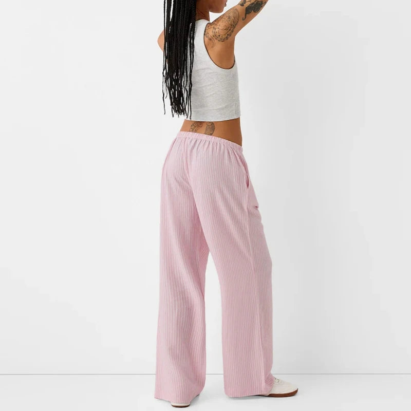 Women's Striped Wide-Leg Pants