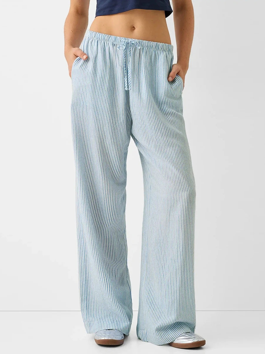 Women's Striped Wide-Leg Pants